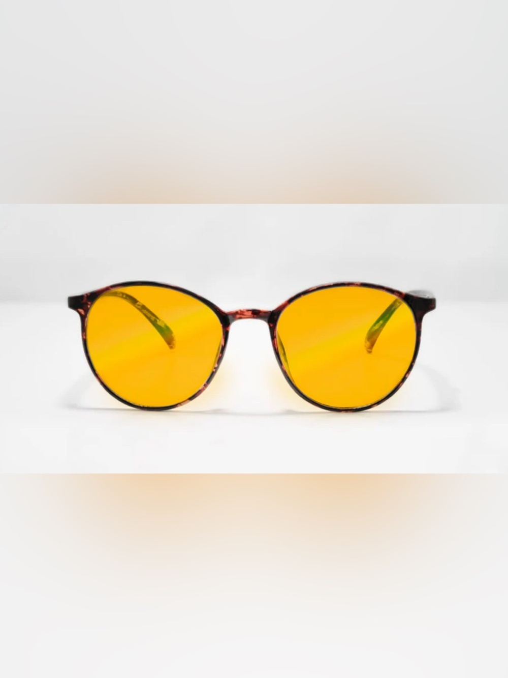 Round Tortoiseshell Amber Anti Blue Light Glasses For Men & Women
